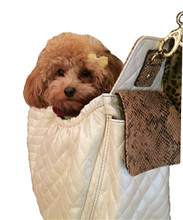 Petote Gigi Sling - Ivory Quilted Pet Dog Carrier