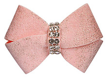 Susan Lanci Designs Pink Glitzerati Nouveau Bow 3 Row Giltmore Dog Collar 