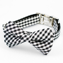 Black & White Gingham Bow Tie Dog Collar