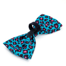 Worthy Dog Leopard Teal/Pink Pet Dog Bow Tie
