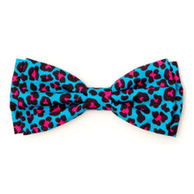 Worthy Dog Leopard Teal/Pink Pet Dog Bow Tie