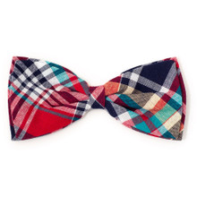 Worthy Dog Madras Plaid Red/Navy/Multi Pet Dog Bow Tie