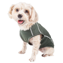 Pet Life Racerbark 4-Way Stretch Performance Dog Tank Top T-Shirt - Olive Green