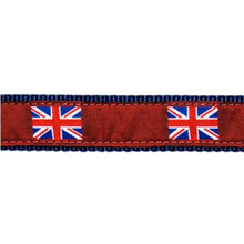 Preston Dog Dog Collar - British Flag - Red - 1 1/4