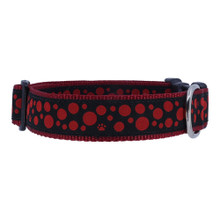 Dog Collar - Polka Dots Red on Black - 1/2, 3/4, 1 1/4