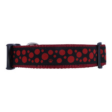 Dog Collar - Polka Dots Red on Black - 1/2, 3/4, 1 1/4