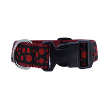 Dog Collar - Polka Dots Red on Black - 1/2, 3/4, 1 1/4