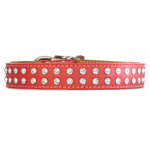 Auburn Leather 2 Row Crystallized Tuscan Dog Collars and Matching Leash - More Colors