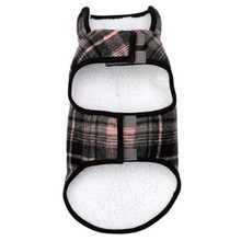 Worthy Dog Alpine Sherpa Lined Dog Coat - Light Pink/Gray/Black Plaid 