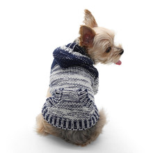 Dogo Pet Gradient Hooded Dog Sweater - Navy Blue 