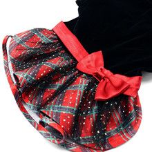 Dogo Pet  Velvet Plaid Dog Dress 