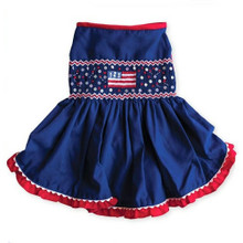 Oscar Newman Couture Stars and Stripes Forever Hand-Smocked Dog Dress 