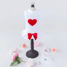 Hello Doggie Red Puff Heart Dog Dress 