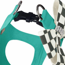 Susan Lanci Designs Windsor Check Bimini Blue Nouveau Bow Dog Step in Harness by Susan Lanci 