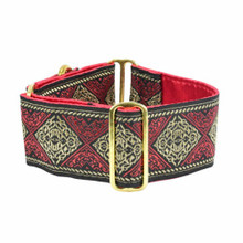 Tribal Red Satin lined Martingale Dog Collar - 2" - Limited Edition