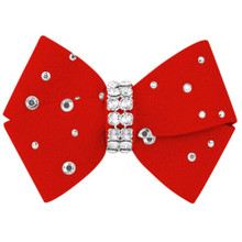 Red Pepper Nouveau Bow Hair Bow with Silver Stardust Image Red Pepper Nouveau Bow Hair Bow with Silver Stardust Image