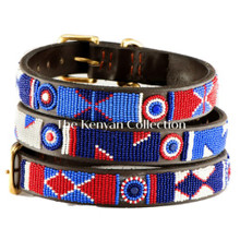 Red White Blue African Beaded Collar & Leash Collection