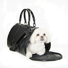 Quilted Luxe JL Black Duffel Luxe Pet Dog Carrier by Petote