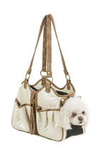 Quilted Luxe Metro Ivory Pet Dog Carrier by Petote