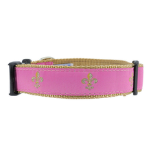 Pink Fleur de Lis 1/2, 3/4 & 1.25 inch Dog & Cat Collar