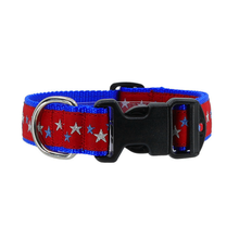 Dog Collar - GOA's Stars on Red -  3/4 & 1 1/4