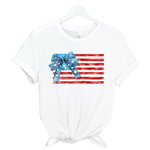 Watercolor Flag w/Bow Dogs Human Unisex T-Shirts - More Colors