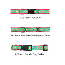 Yellow Dog on Blue - 3/4 & 1.25 inch Dog Collar, Harness