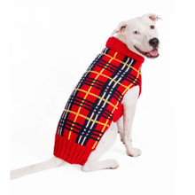 Red Tartan Plaid Wool Dog Sweater