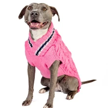 Preppy Pink Cable Knit Dog Sweaters