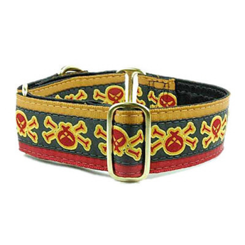 Skully Red Satin Lined Dog Collar