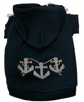 Anchor Rhinestone Dog Hoodie