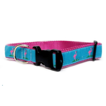Dog Collar - Pink Flamingos - 1/2, 3/4 &1 1/4