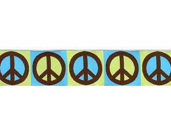 Dog Collar - Peace Sign - 3/4 & 1 1/4