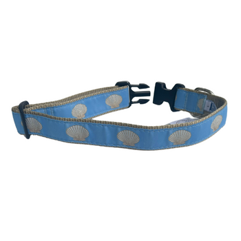 Dog Collar - Light Blue Scallop - 3/4 & 1 1/4