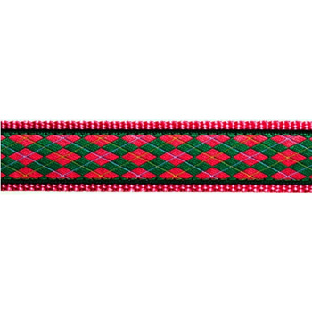 Dog Collar - Argyle Pink & Green - 1/2, 3/4, 1 1/4