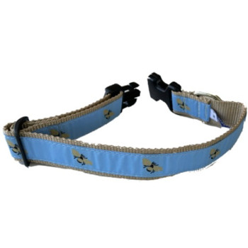 Dog Collar - Bumble Bee Sky Blue - 1/2, 3/4, 1 1/4