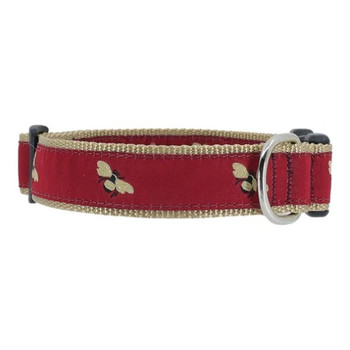 Dog Collar - Bumble Bees on Burgundy - 1/2, 3/4, 1 1/4