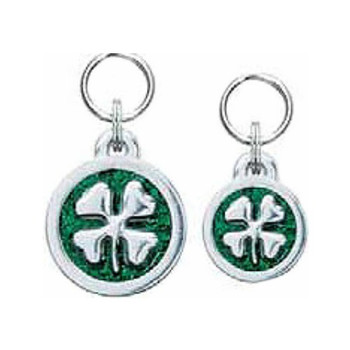 Engravable Glitter Symbol Dog ID Tag Charms - Four Leaf Clover
