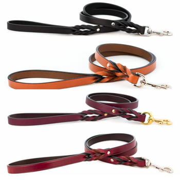 Braided Leather Dog Leash