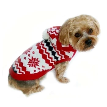 Fair Isle White Snowflake Dog Sweater - Size 10