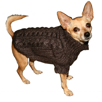 Angora Cable Knit Dog Sweater - Chocolate Angora Cable Knit Dog Sweater - Chocolate
