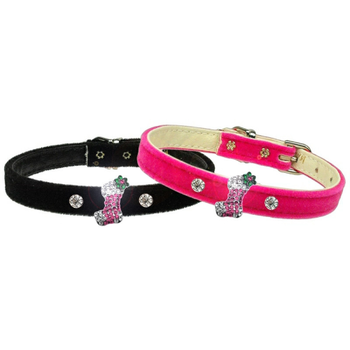 Pink Stocking Charm Velvet Dog Collar