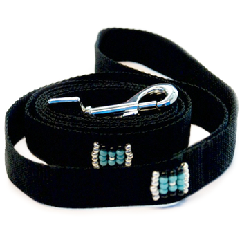 Southwestern Beaded Black Dog Leash