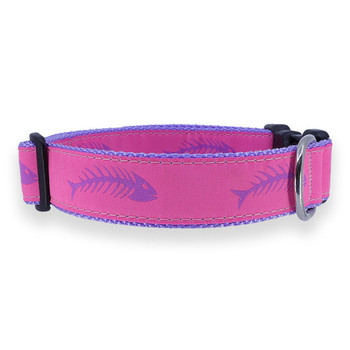 Dog Collar - Pink & Purple Fishbones - 1/2, 3/4, 1 1/4