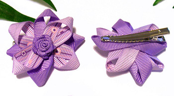 Lavender Times Two Rosette Dog Hair Bow