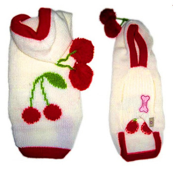 Red Cherries Hooded Dog Sweater