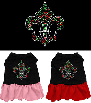 Christmas Fleur de Lis Rhinestone Christmas Dog Dress