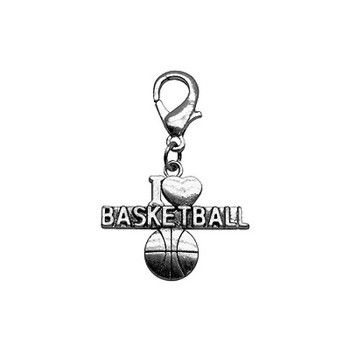 I Heart Basketball Lobster Claw Dog Collar Charm