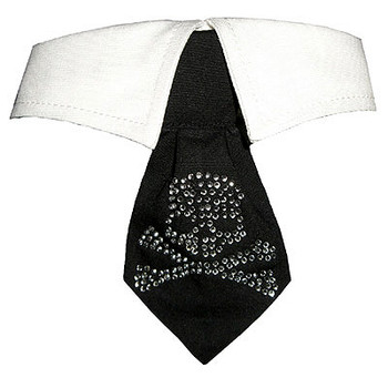 Crossbones Crystal Dog Neck Tie & Dog Collar