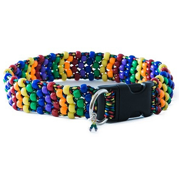 Rainbow Beaded Dog Collar